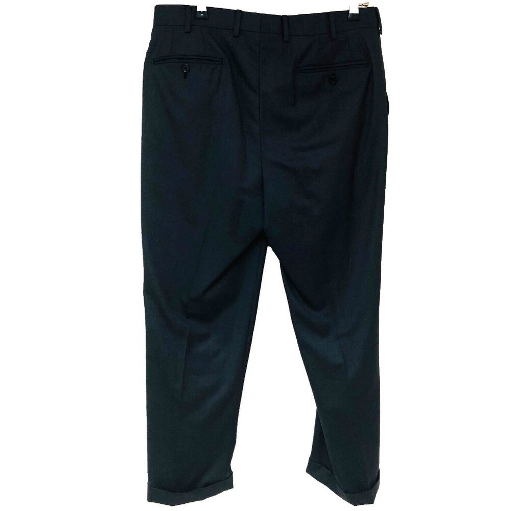 TRILLION Mens Dress Pants Dk Gray 34x28 Cuffed Flat Front Italy Old Money Career
